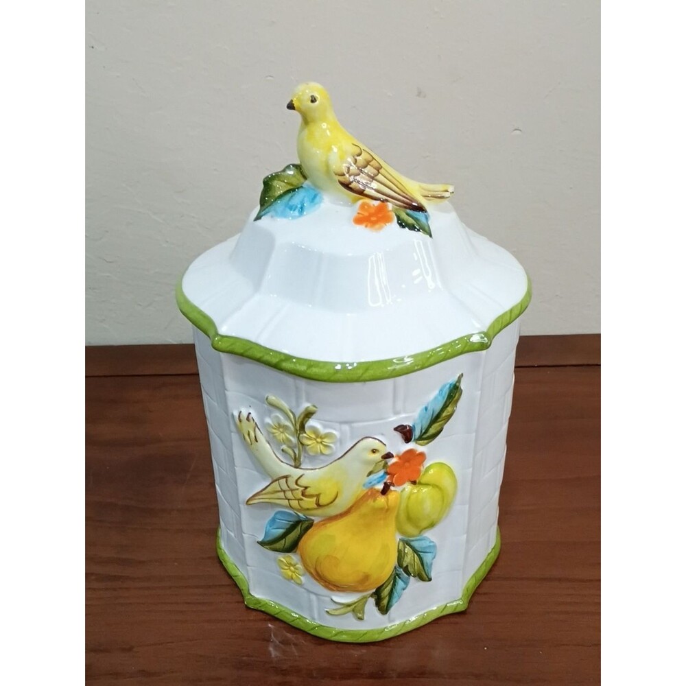 Lefton Bird And Fruit Canister/Cookie Jar - Vintage!